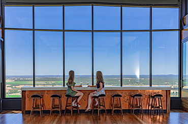 View out window of Peregrine Ridge cellar door